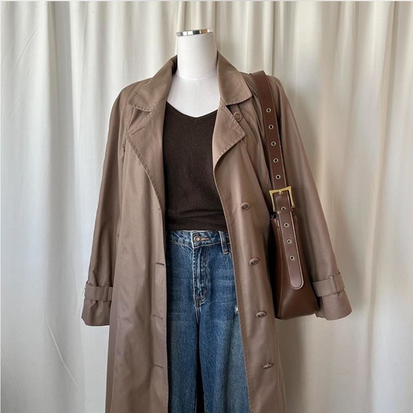 Vintage 1980s London Fog Trench Coat Brown size 14 - Picture 3 of 8